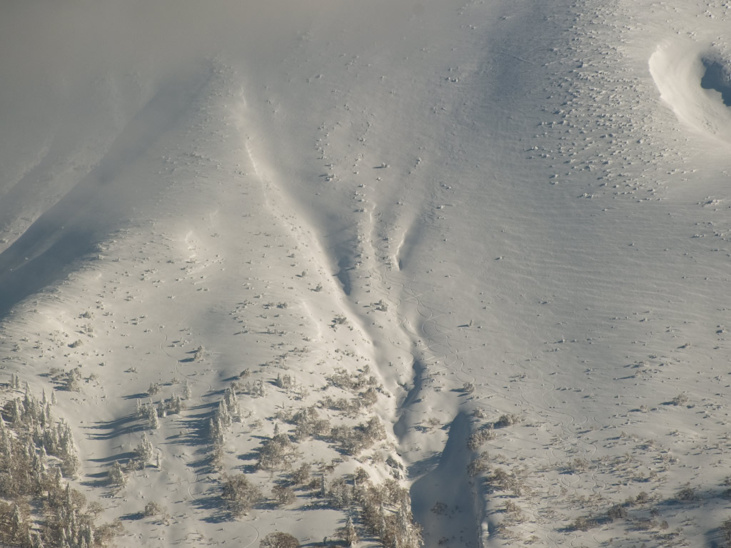 Tracks and lines on the Hirafu side of Mt.Yotei, 22 January 2013