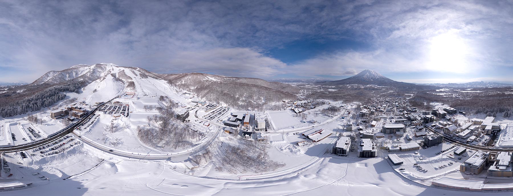 Hirafu Village Winter Aerial Panorama