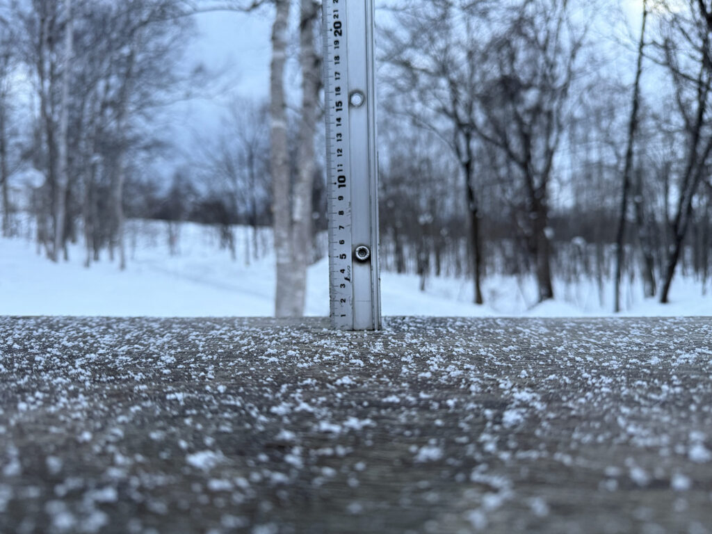 Snowfall measurement in Niseko showing 0 cm on January 11, 2025